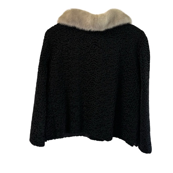 Vintage Astrakin Lepshire Black Curly Persian Lamb Wool Short Coat Mink … - Picture 2 of 16